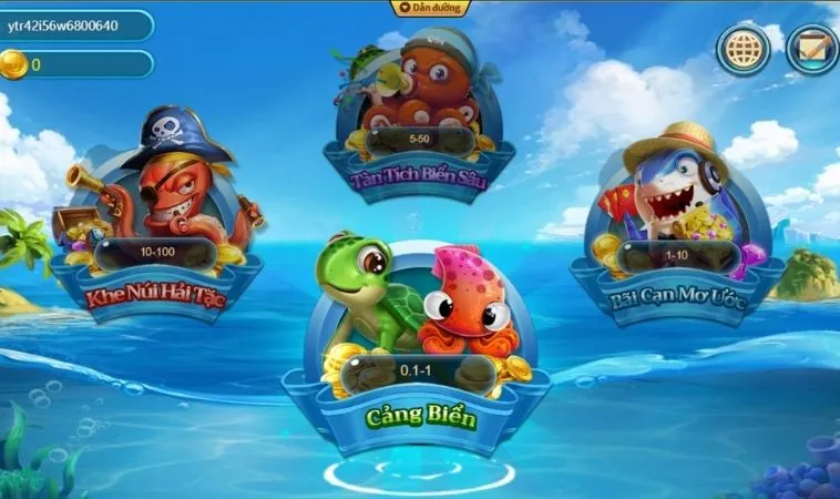 Các phòng chơi trong game Bắn Cá Vua Hải Tặc Tại SunWin