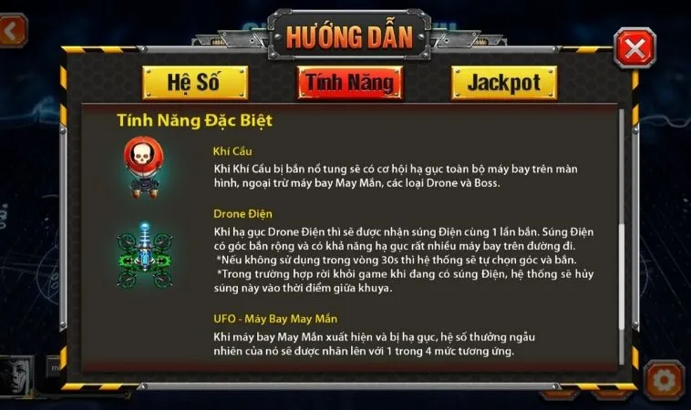 Các tính năng trong game Bắn Cá Đại Chiến B52 Tại SunWin