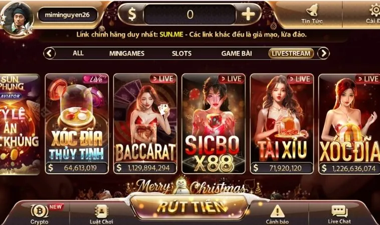 Sảnh Casino Online SunWin với đa dạng các trò chơi hấp dẫn